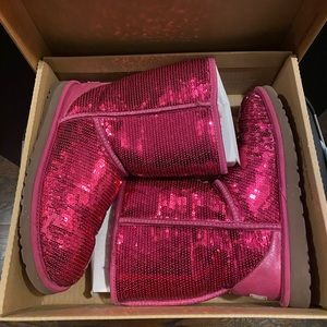 PINK SPARKLE UGG BOOTS SHORT